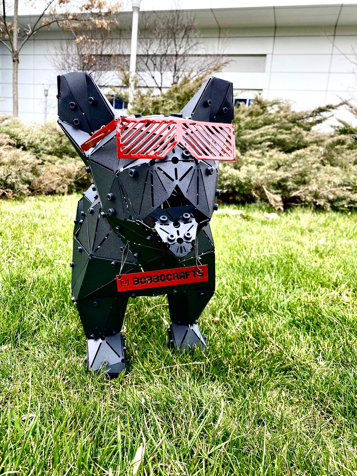 French Bulldog Sculpture – Modern 3D Metal Floor Art | Luxury Decorative Accent