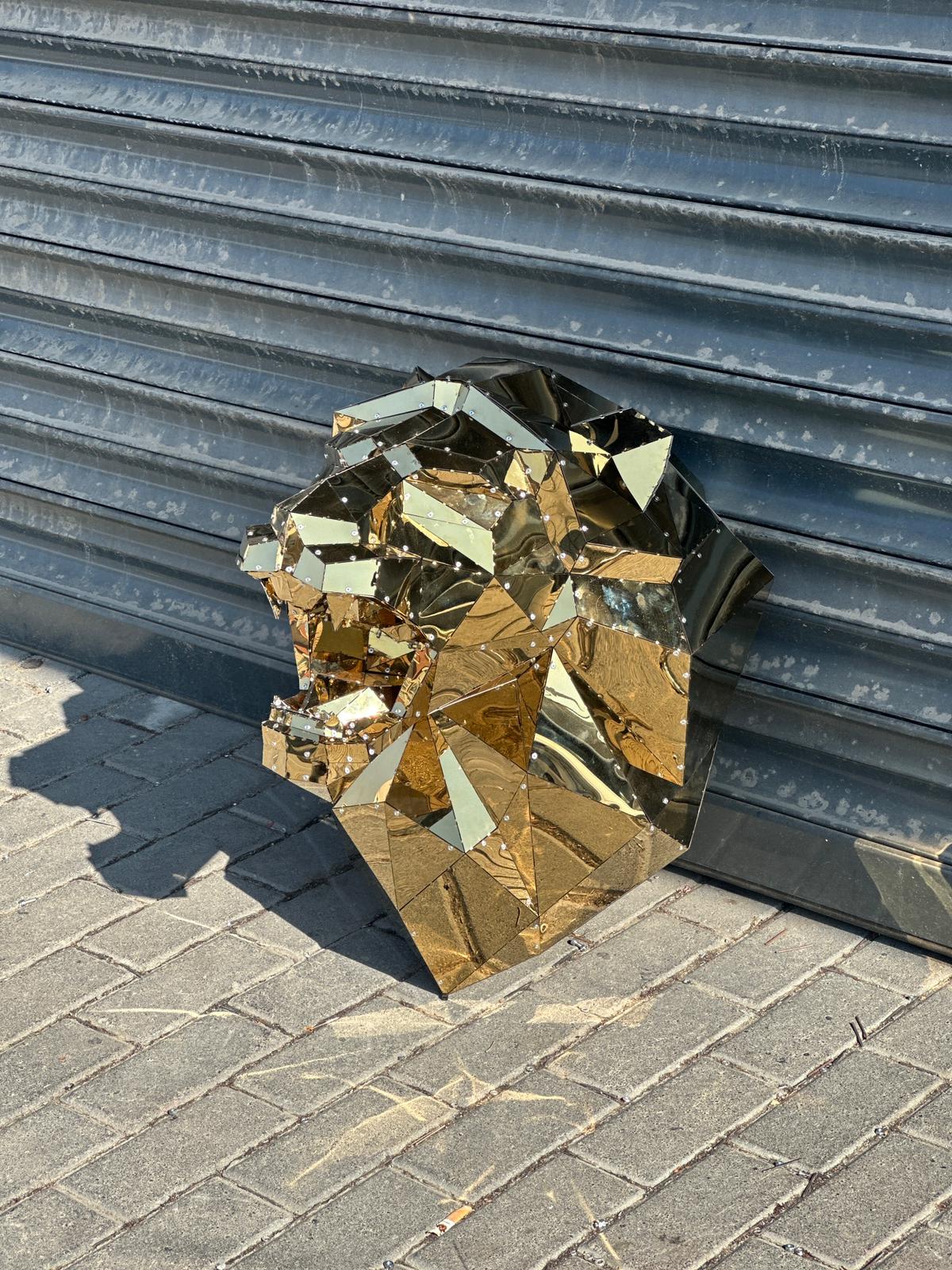 Titanium Lion Head Sculpture — Limited Mirror Edition