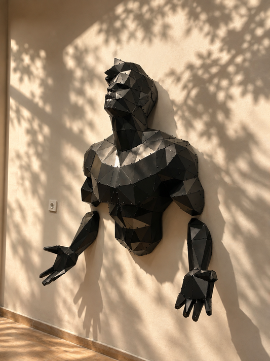 Emerging Man 3D geometric metal wall sculpture by Metart Atelier