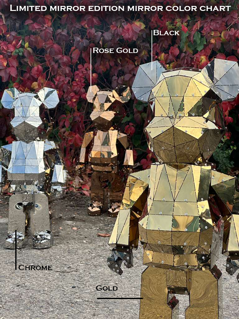 Titanium King Kong Limited Mirror Edition color chart: chrome, rose gold, gold and black mirror finishes
